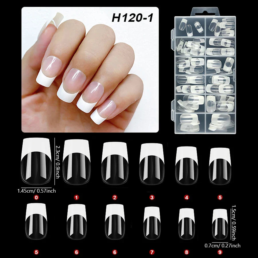 120Pcs Medium French Style Press On Nails