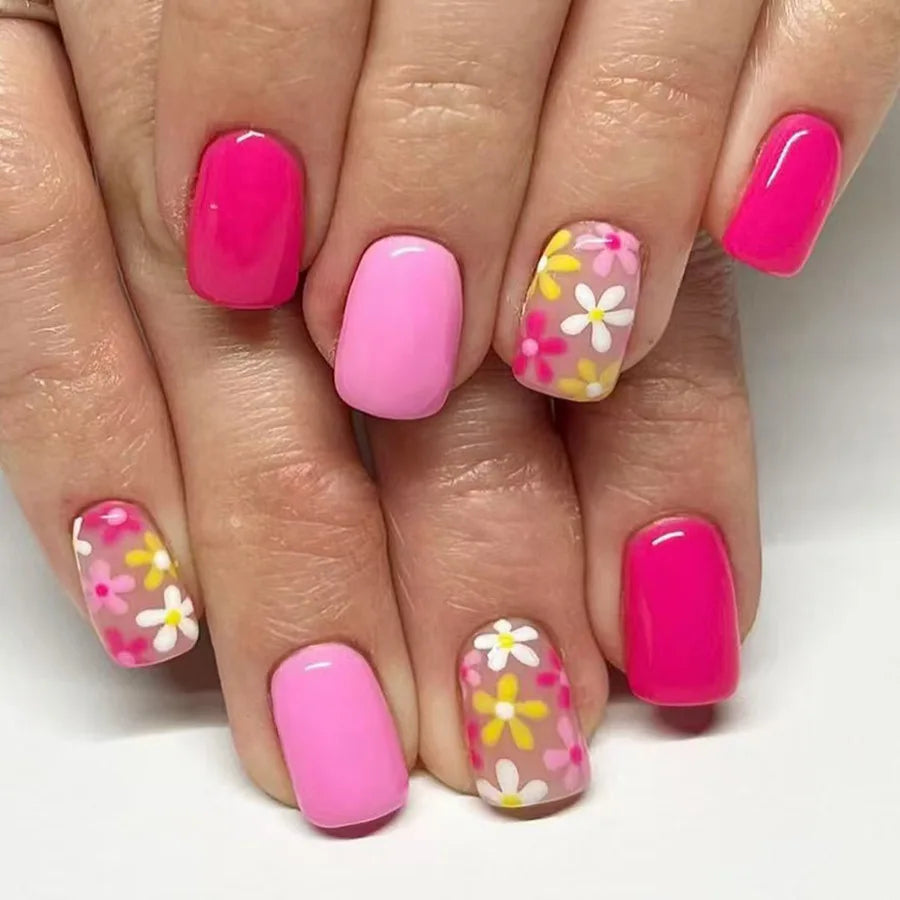 24 Pcs Cute Mini Flower Press On Nails