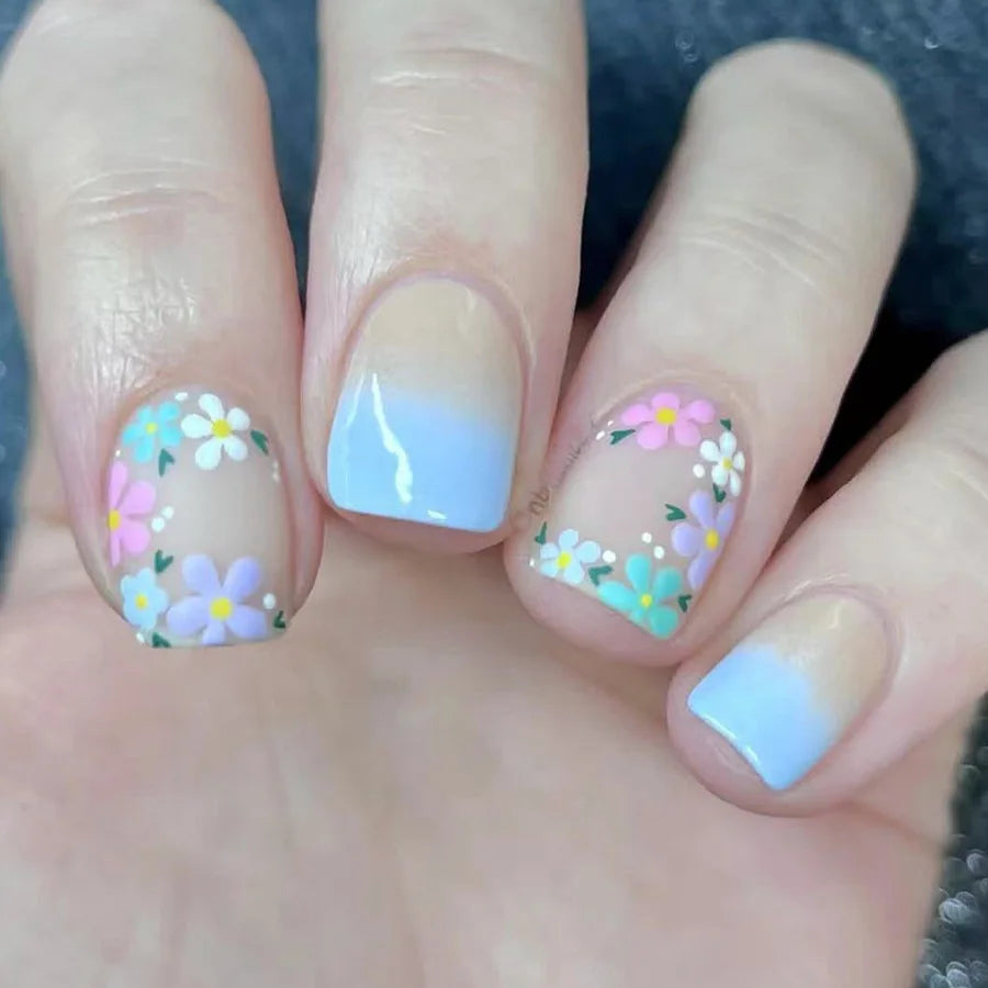 24 Pcs Cute Mini Flower Press On Nails