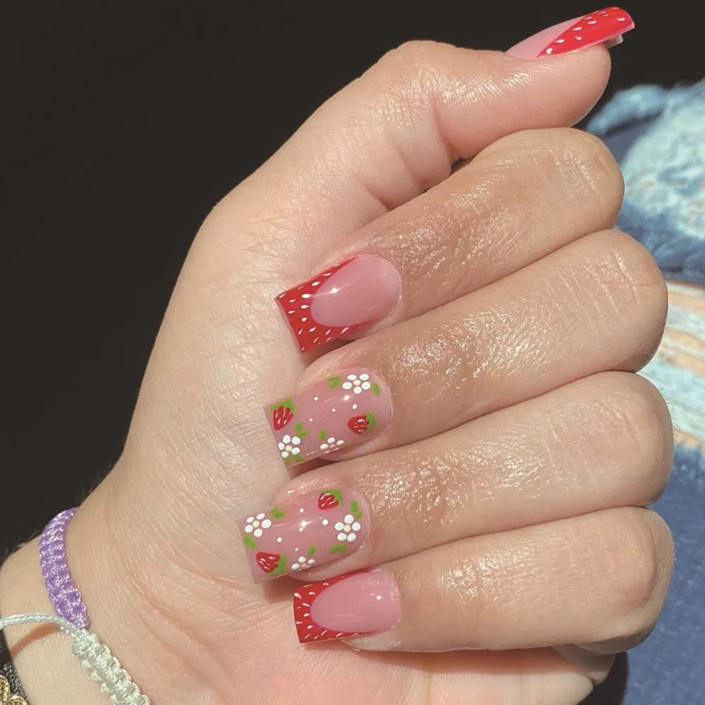 24 Pcs Cute Mini Flower Press On Nails