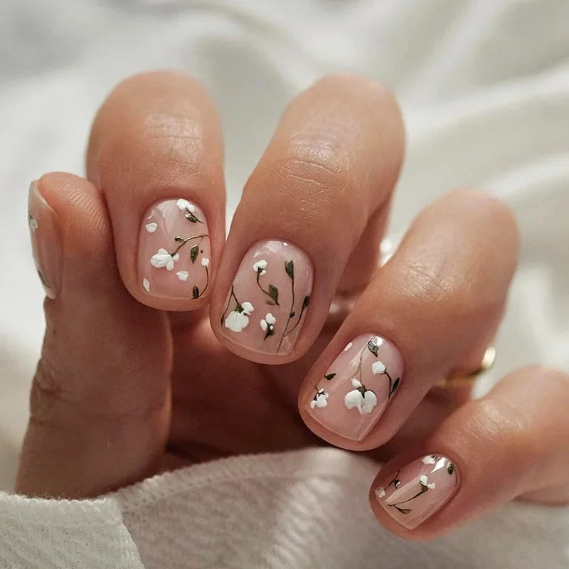 24 Pcs Cute Mini Flower Press On Nails