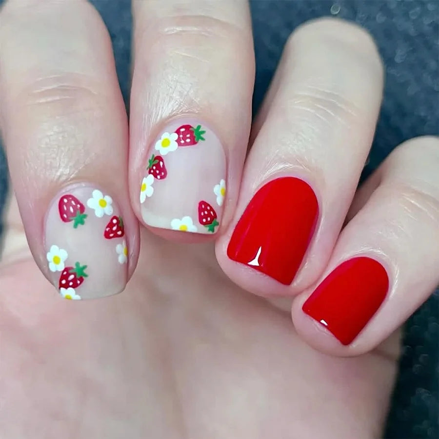 24 Pcs Cute Mini Flower Press On Nails