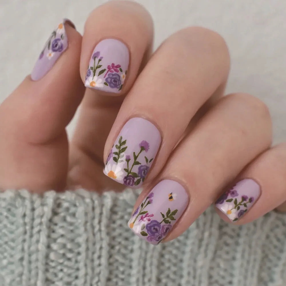 24 Pcs Cute Mini Flower Press On Nails