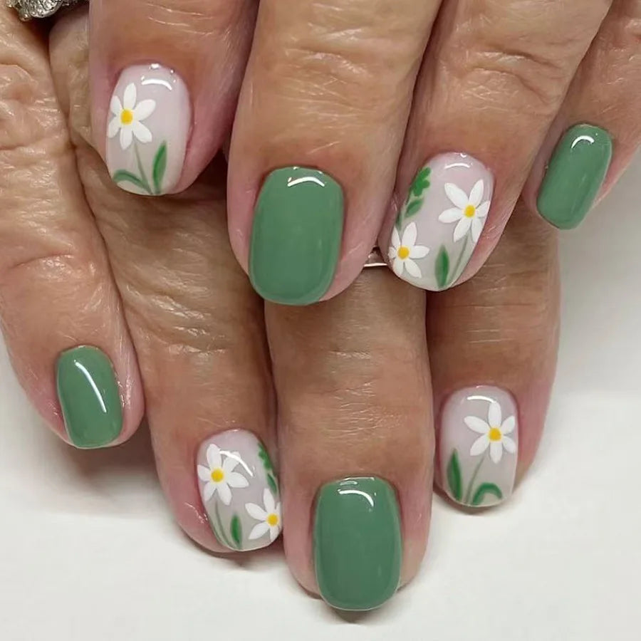 24 Pcs Cute Mini Flower Press On Nails