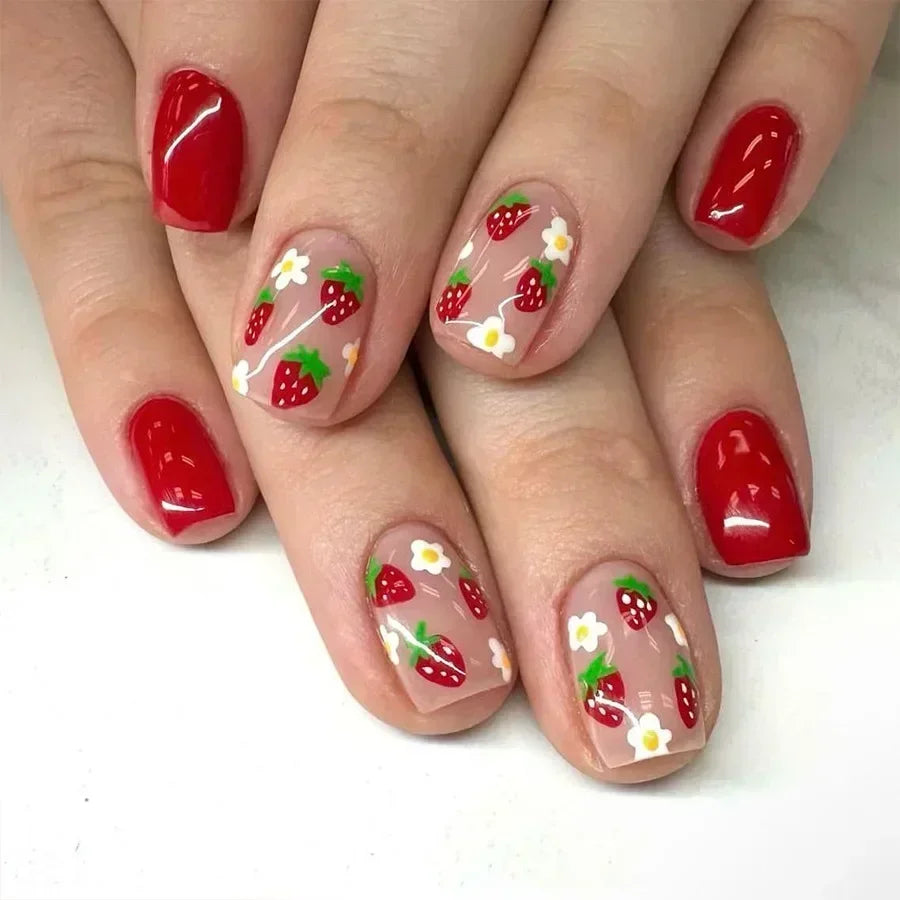 24 Pcs Cute Mini Flower Press On Nails