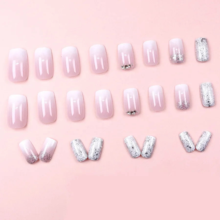 24 Pcs White Press On Nails Sweet Aesthetic