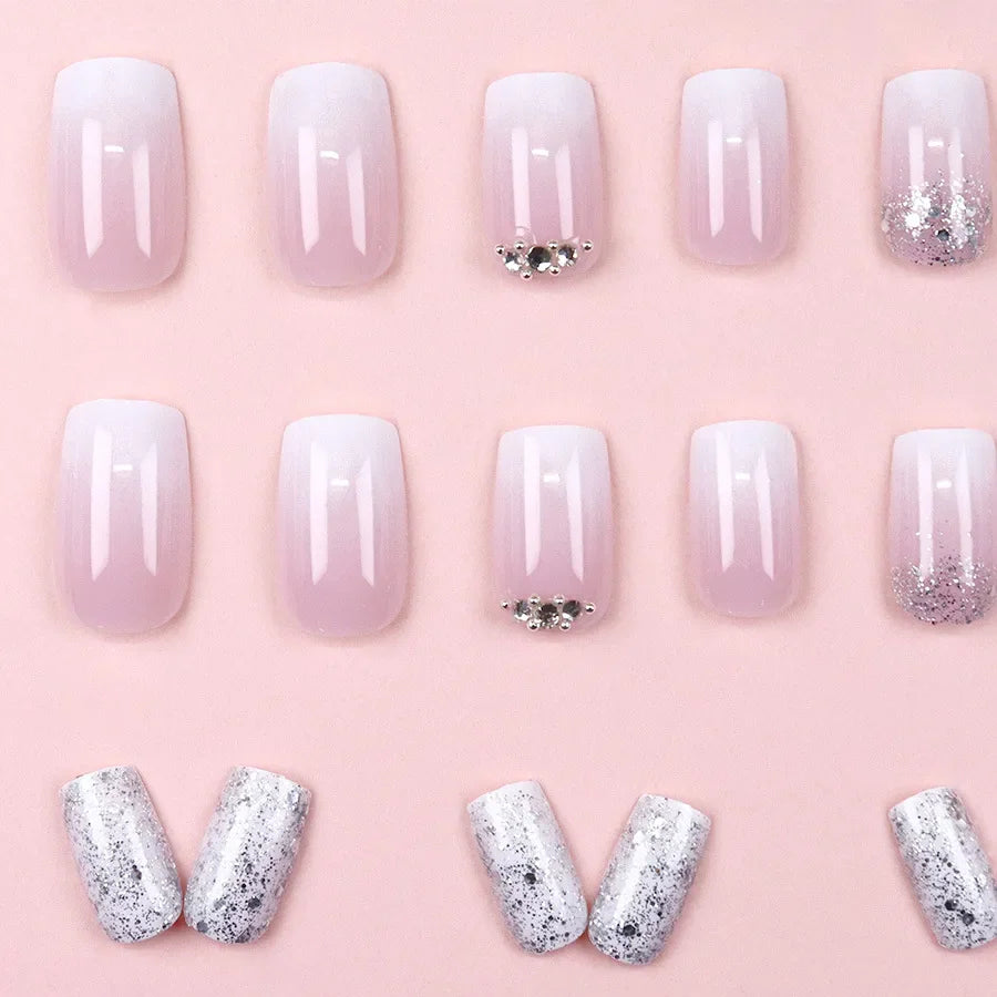 24 Pcs White Press On Nails Sweet Aesthetic