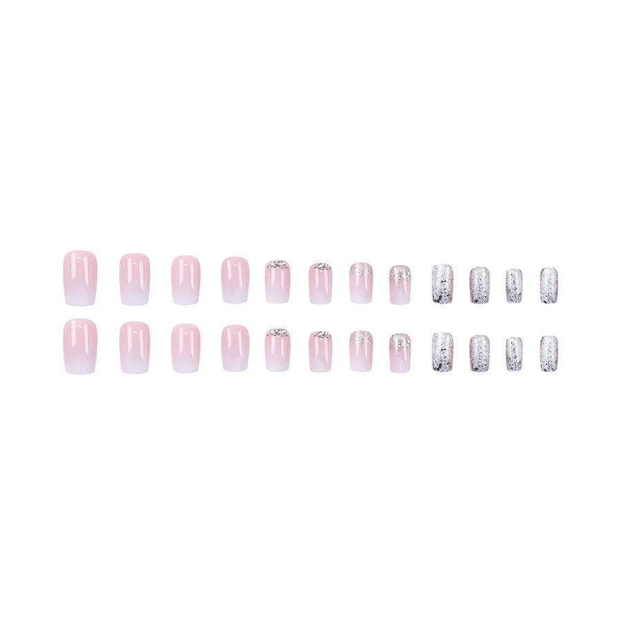 24 Pcs White Press On Nails Sweet Aesthetic