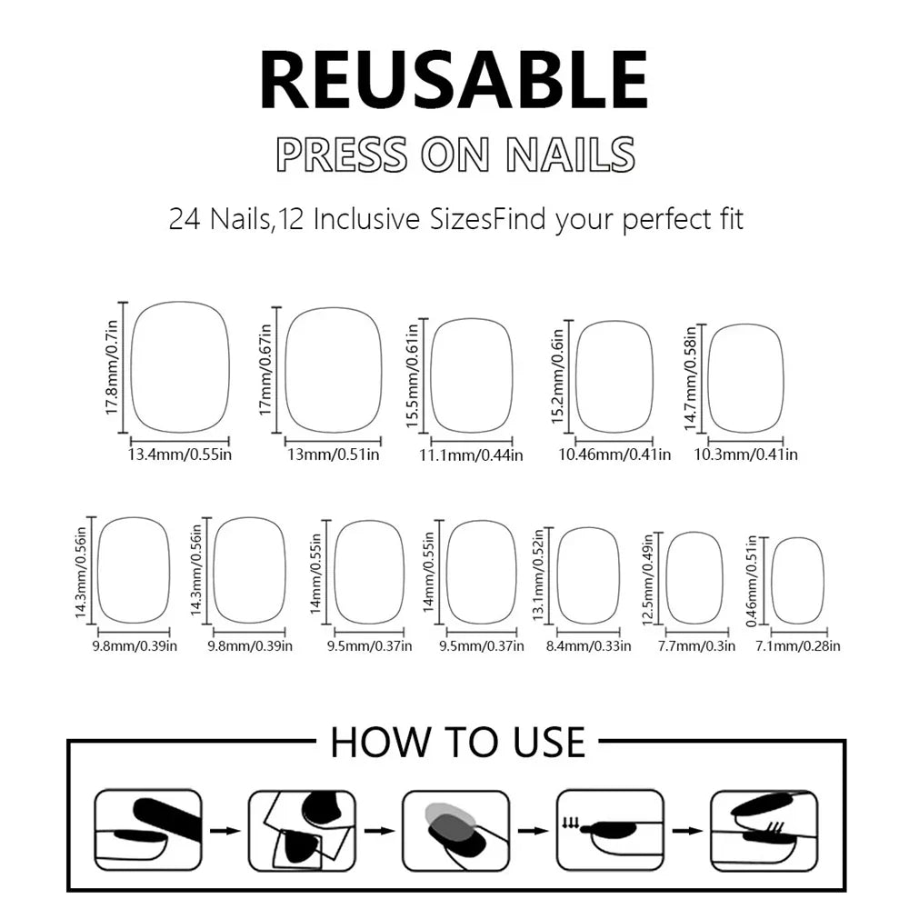 24 Pieces Navy Blue Acrylic Press On Nails