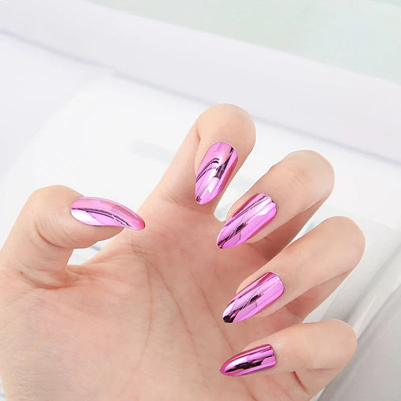 24PCS Metallic Press On Nails Set