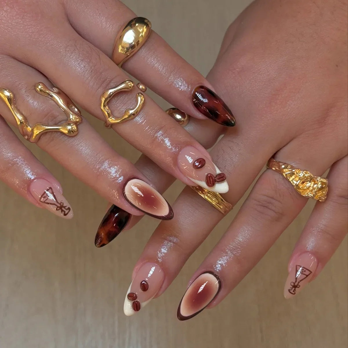 24pcs French Almond Press On Nails