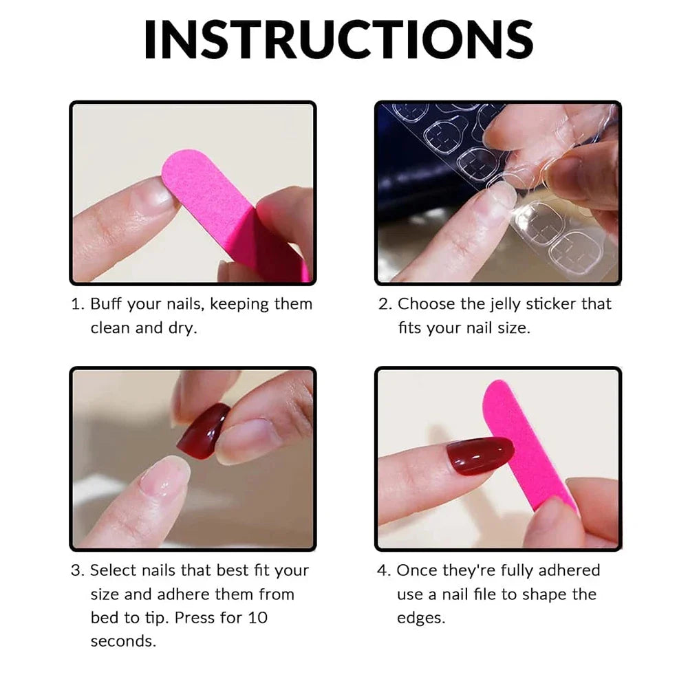 ARTAUG 24PCS Medium Pink Glitter Press On Nails