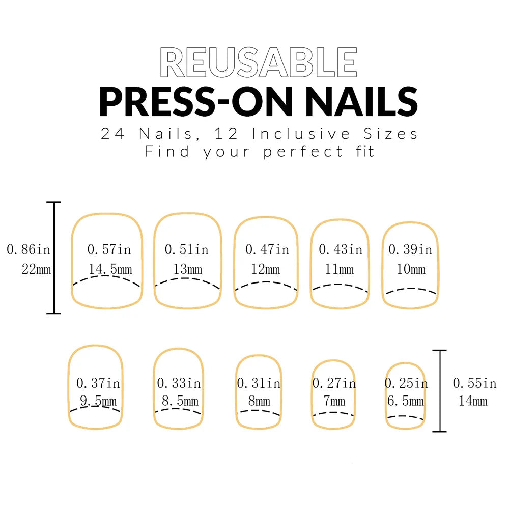 ARTAUG 24PCS Medium White Square Press On Nails