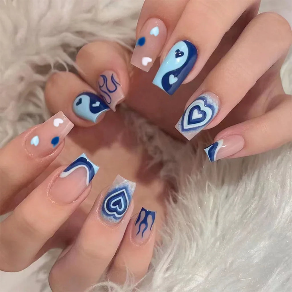 Blue Flame Love Press-On Nails