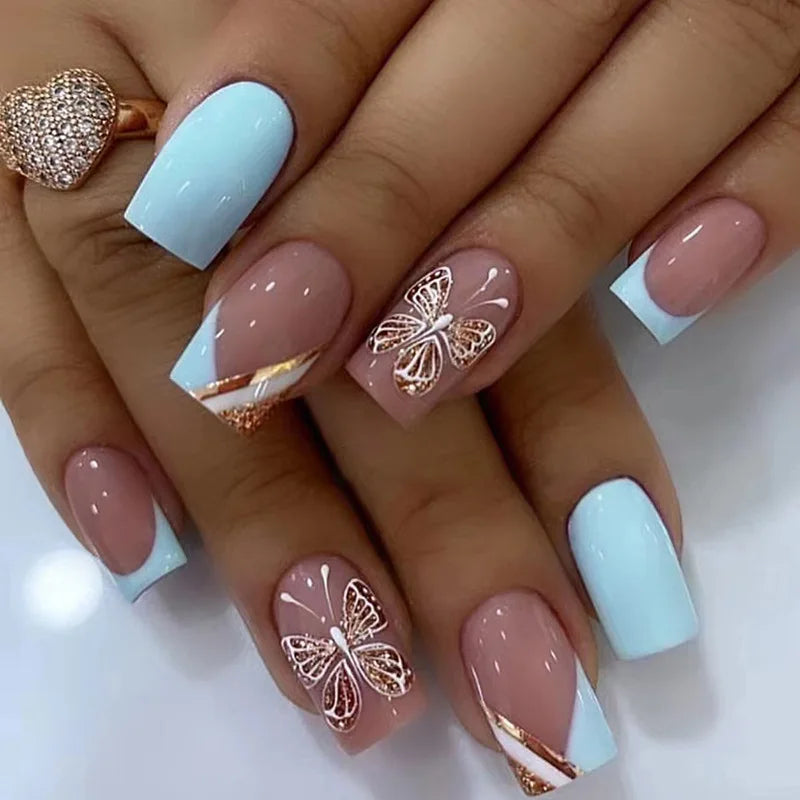 Butterfly Blossom Square Press-On Nails