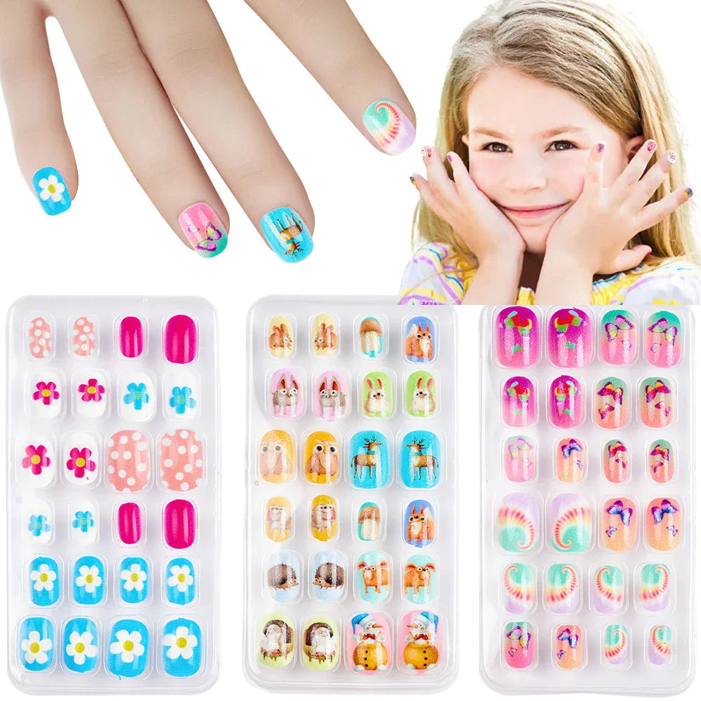 Children Press On Nails 24 Pcs Cute Fake Nails