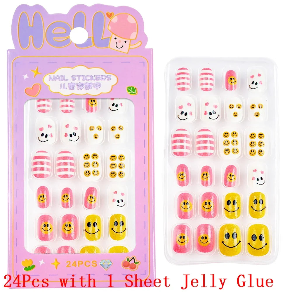 Children Press On Nails 24 Pcs Cute Fake Nails