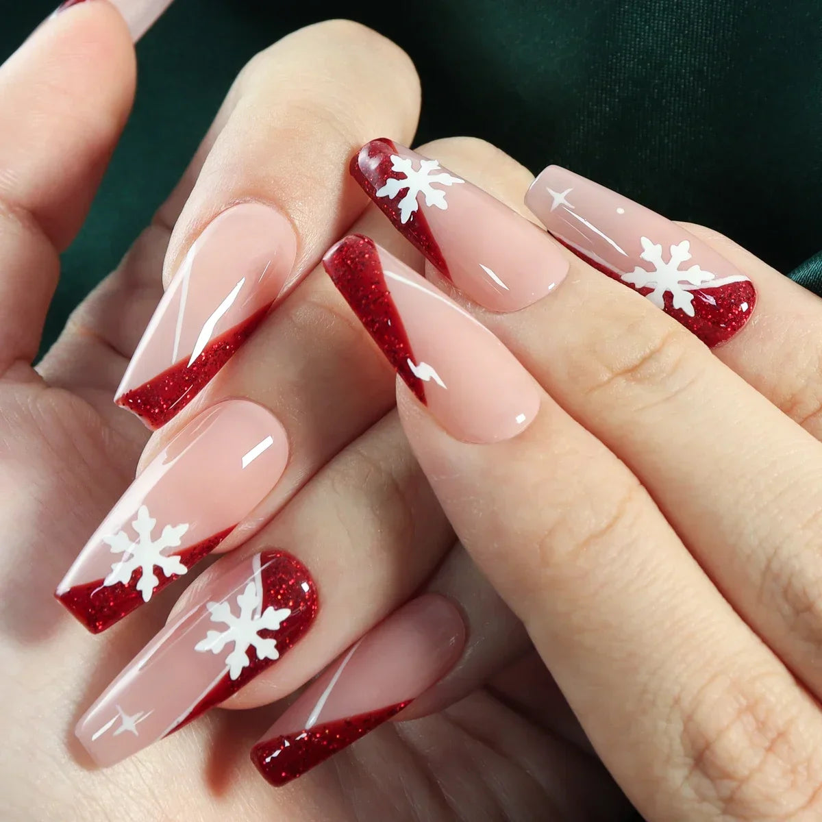 Festive Snowflake Press-On Nails