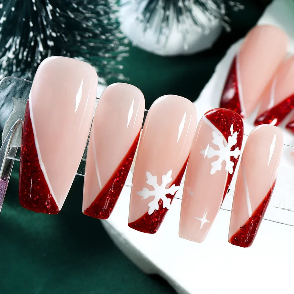 Festive Snowflake Press-On Nails