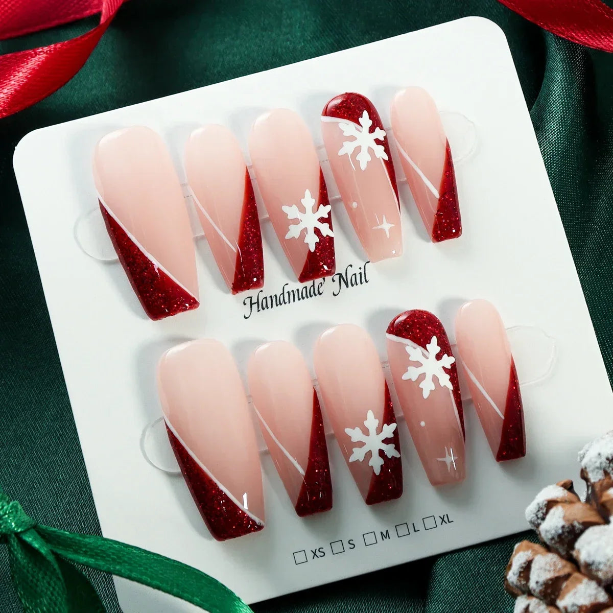 Festive Snowflake Press-On Nails