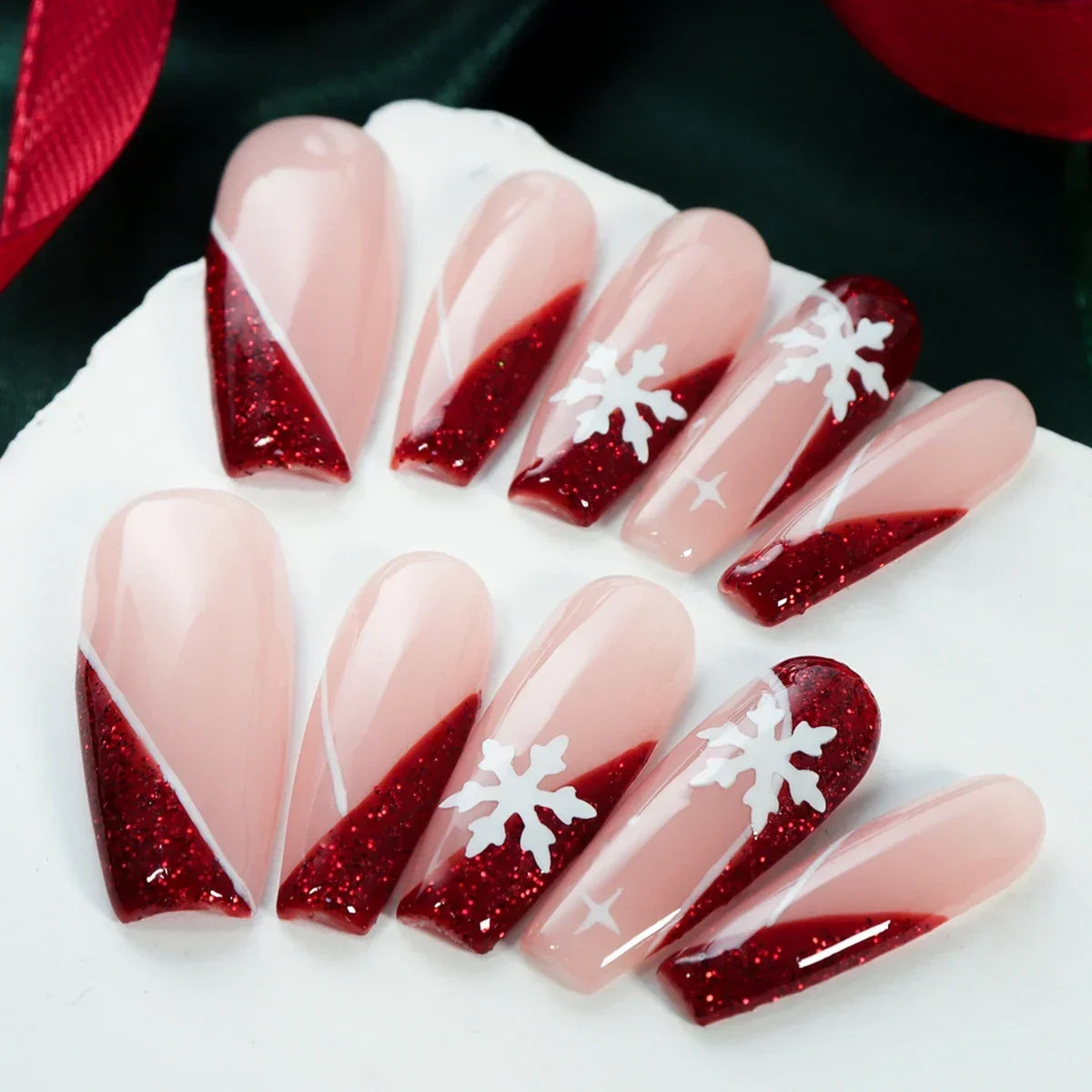 Festive Snowflake Press-On Nails