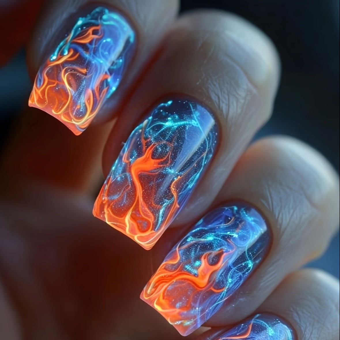 Flame Design Press-On Nails