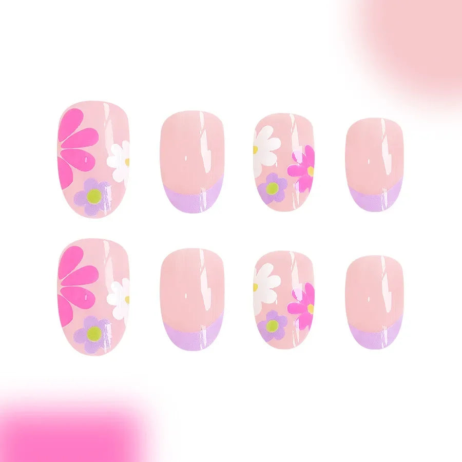 Floral Almond Press-On Nails Set