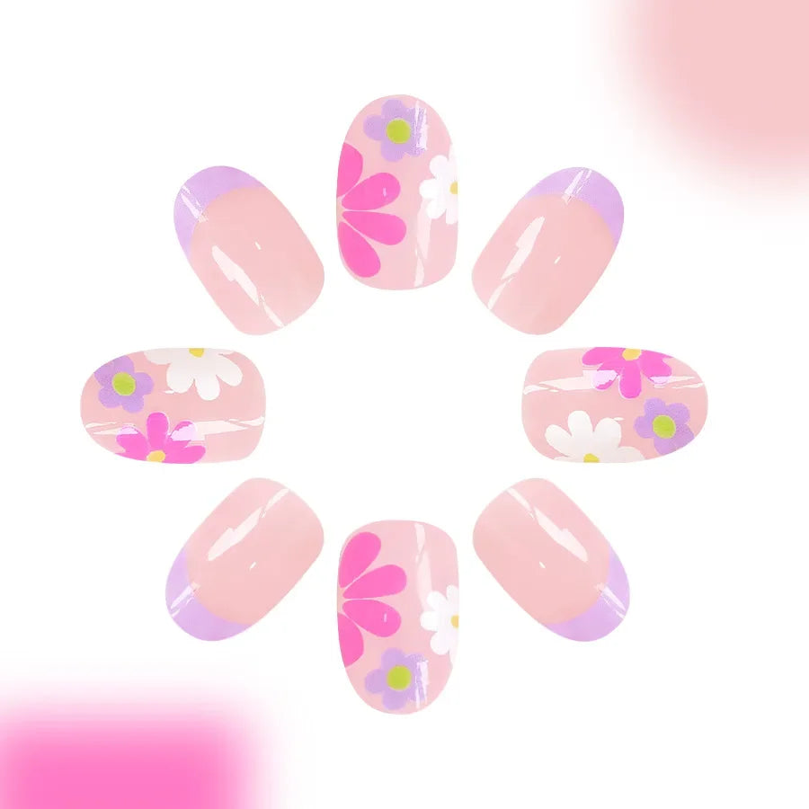 Floral Almond Press-On Nails Set