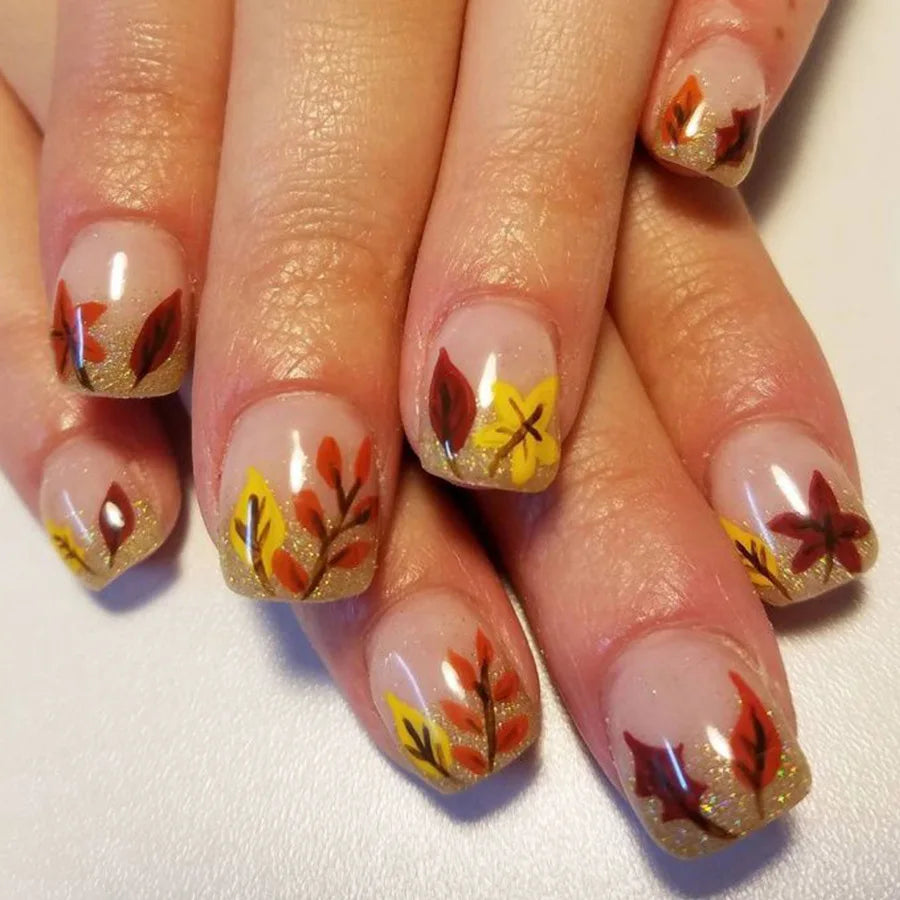 Floral Almond Press-On Nails Set