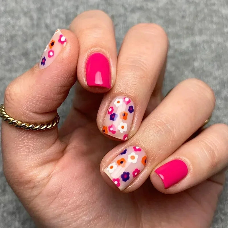 Floral Almond Press-On Nails Set