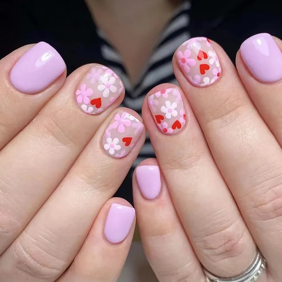 Floral Almond Press-On Nails Set