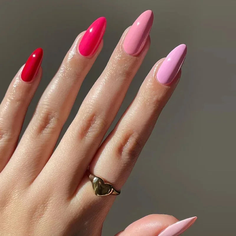 French Rainbow Acrylic Press-On Nails