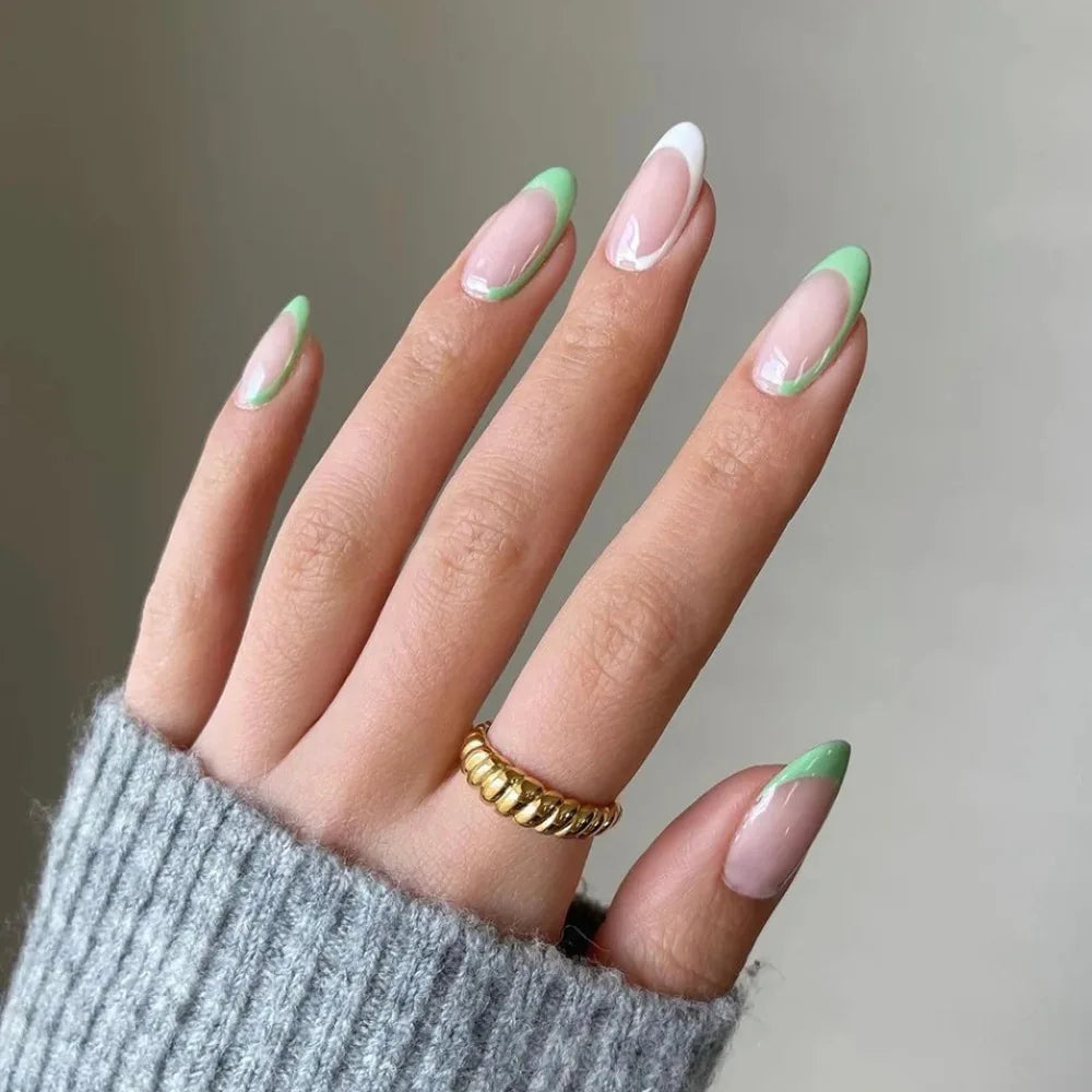 French Rainbow Acrylic Press-On Nails