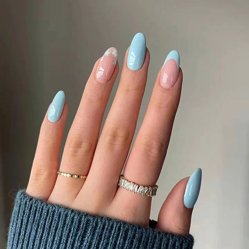 French Rainbow Acrylic Press-On Nails