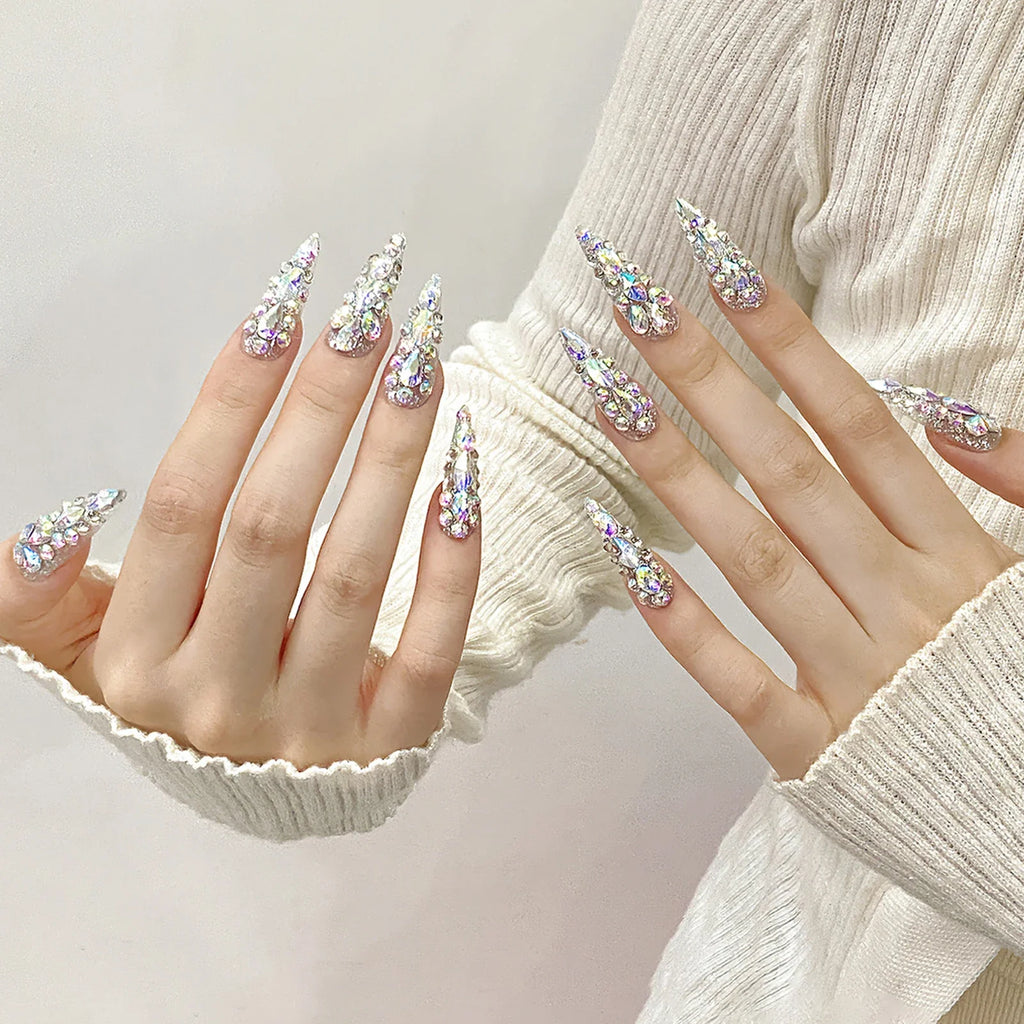 Glam Stiletto Rhinestone Press-On Nails