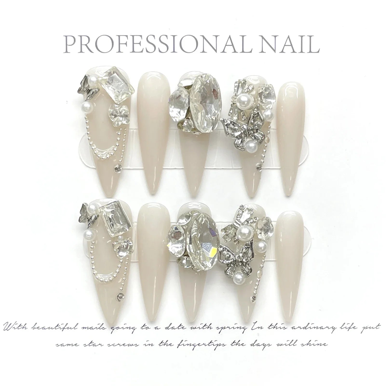 Glam Stiletto Rhinestone Press-On Nails