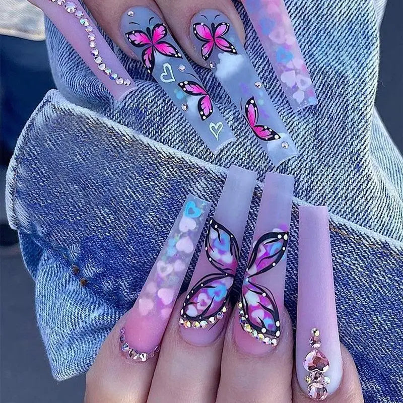 Glamorous Rhinestone-Studded Press-On Nails