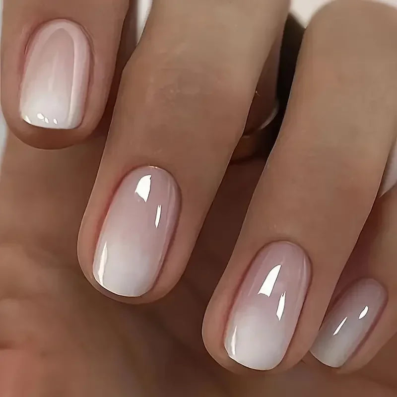 Glossy Press On Nails Set Short Oval Gradient