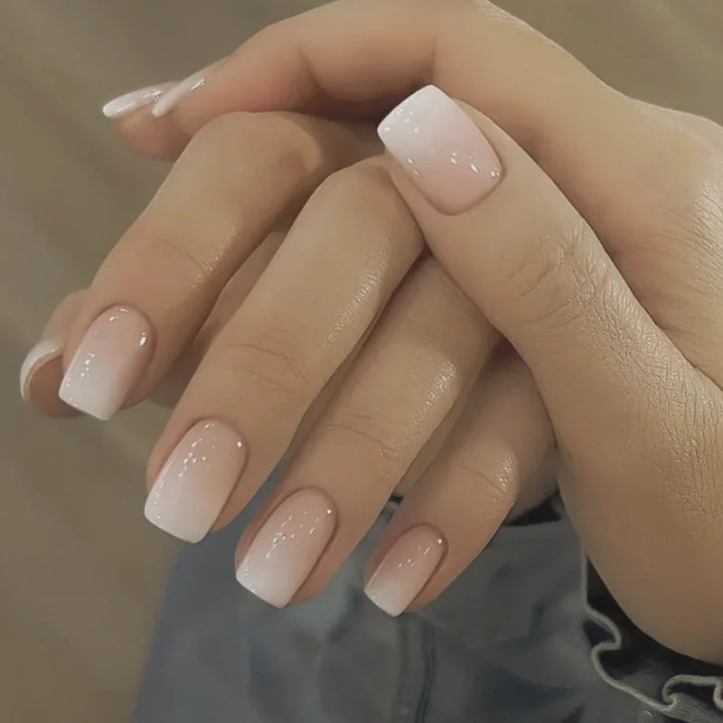 Glossy Press On Nails Set Short Oval Gradient