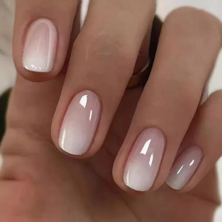 Glossy Press On Nails Set Short Oval Gradient