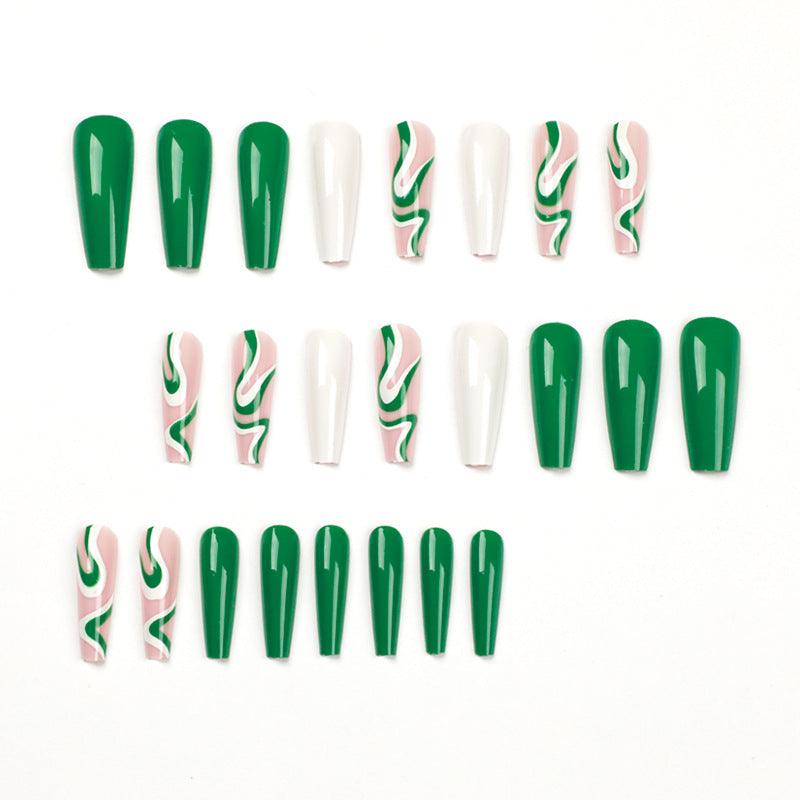 Green Designer Press On Nails