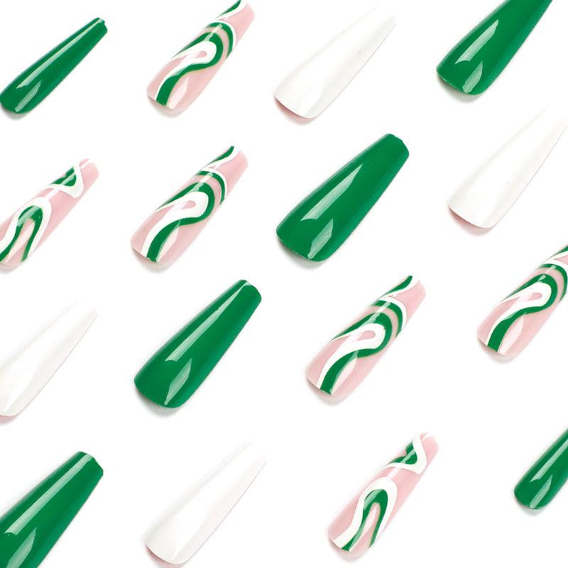 Green Designer Press On Nails