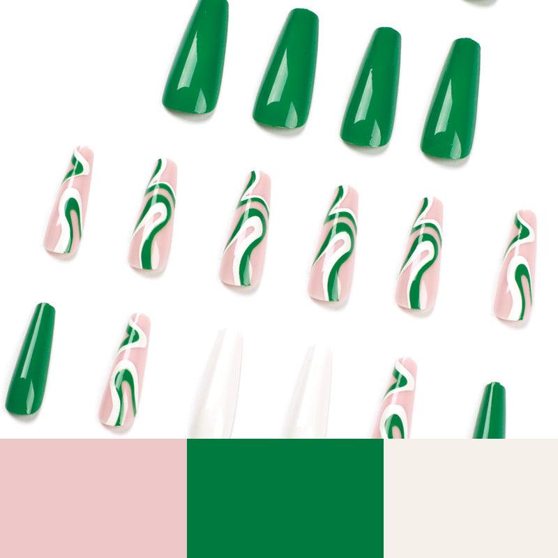 Green Designer Press On Nails