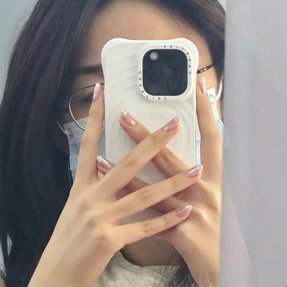 Handmade Pink French Oval Press On Nails