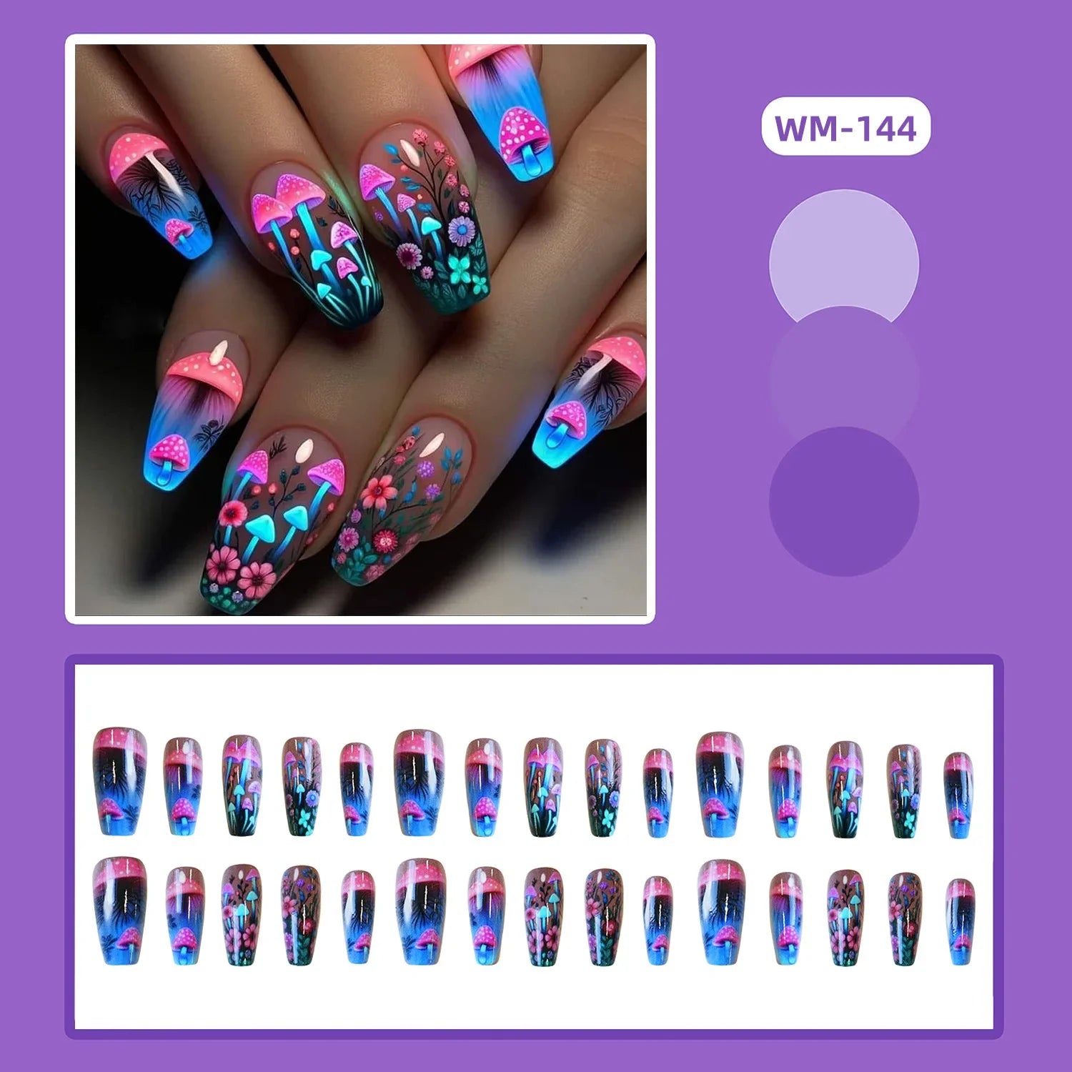 Mushroom Design Press on Nails Set