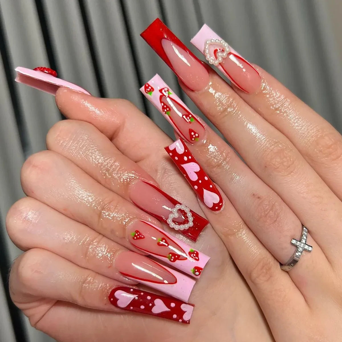 Pink Bow Press on Nails