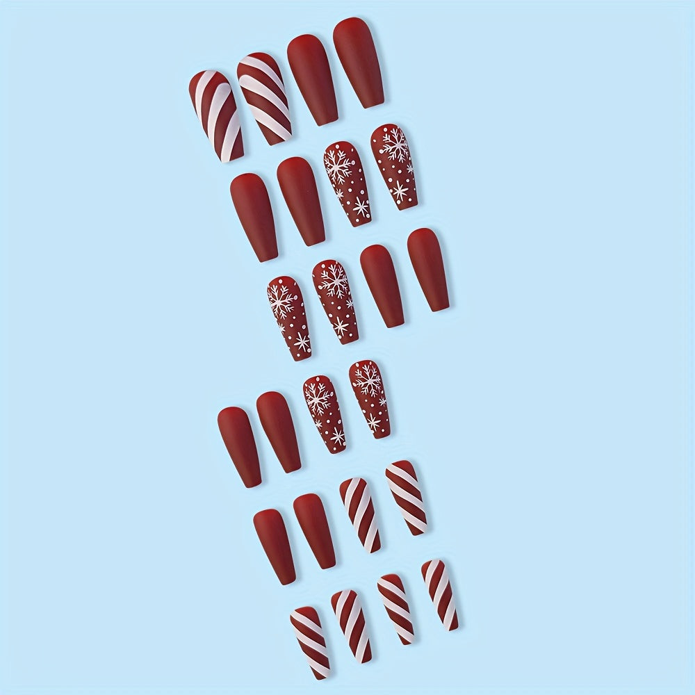 Red & White Press-On Nails Set