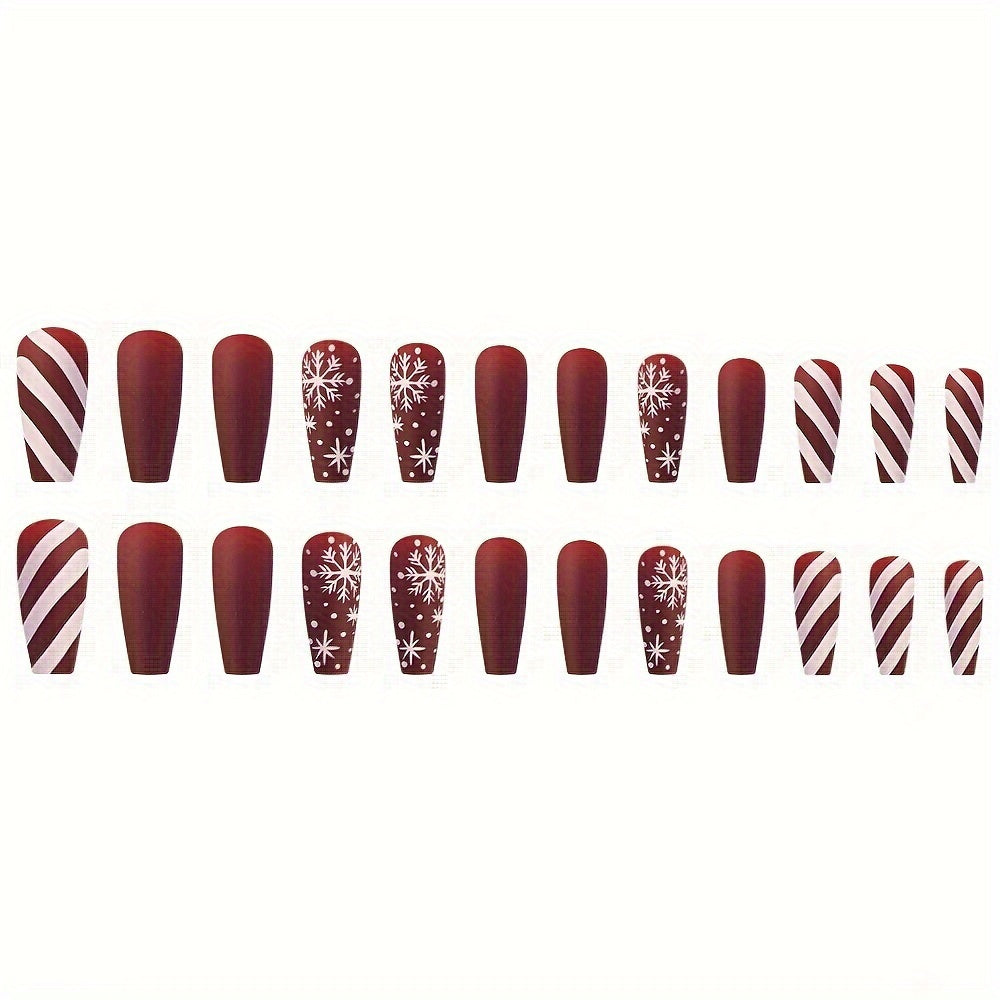 Red & White Press-On Nails Set
