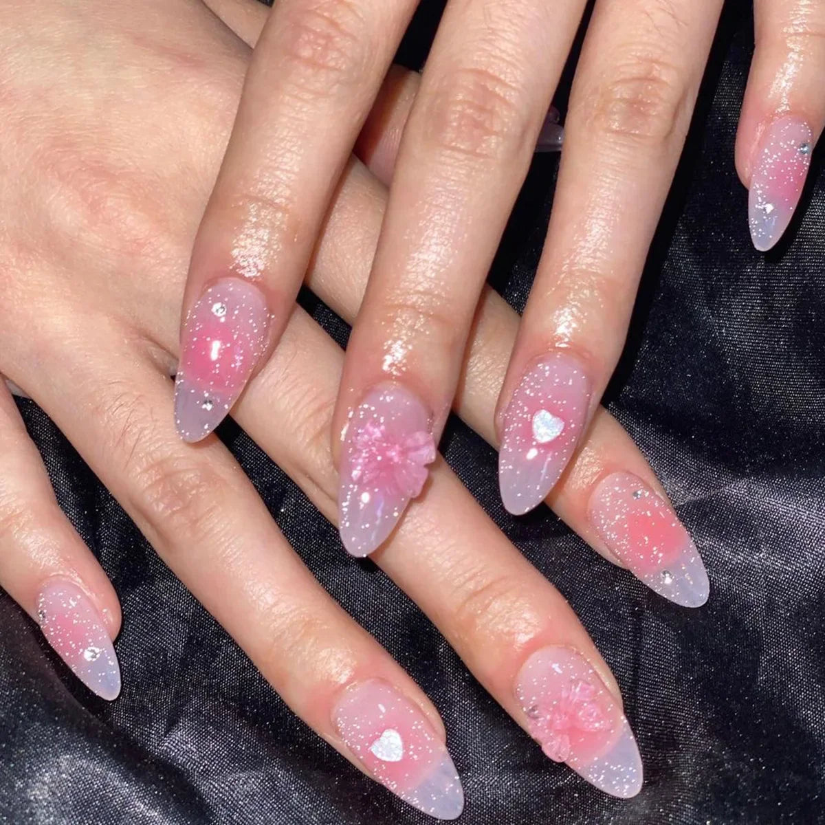 Pink Bow Press on Nails