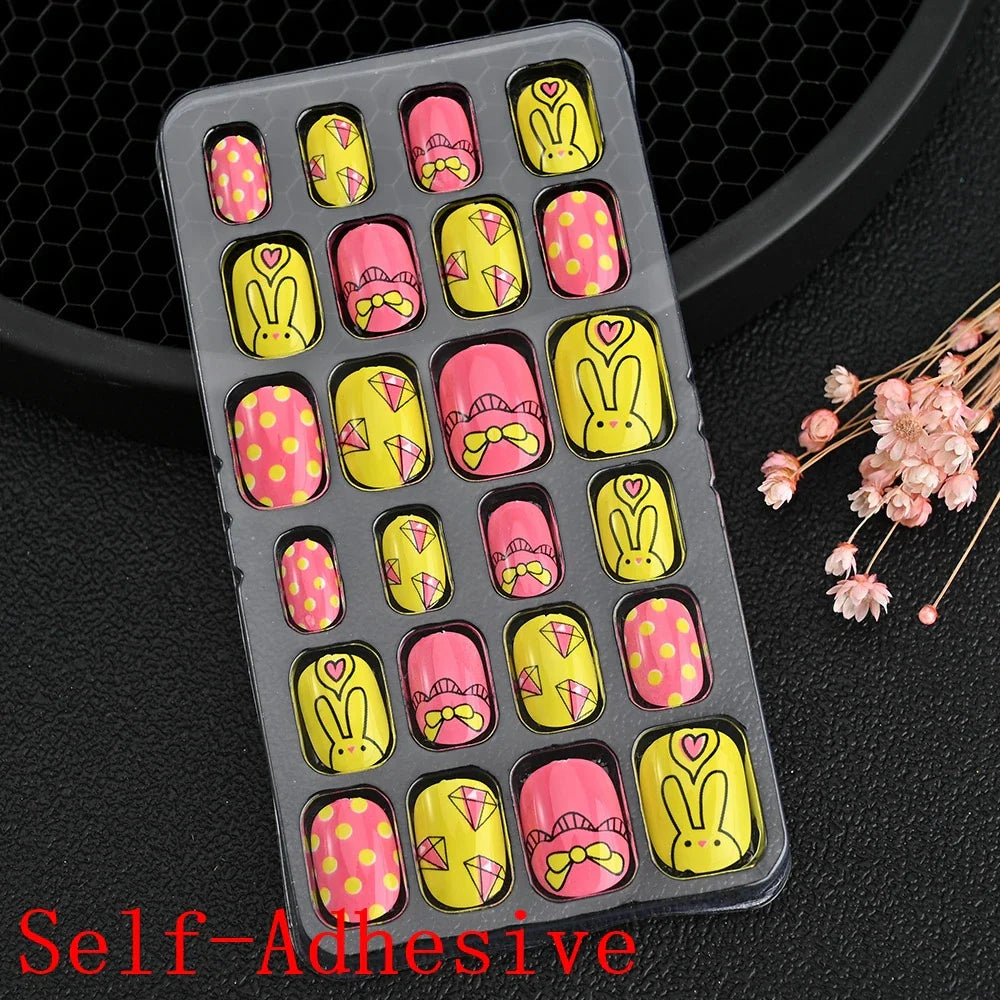 Children Press On Nails 24 Pcs Cute Fake Nails